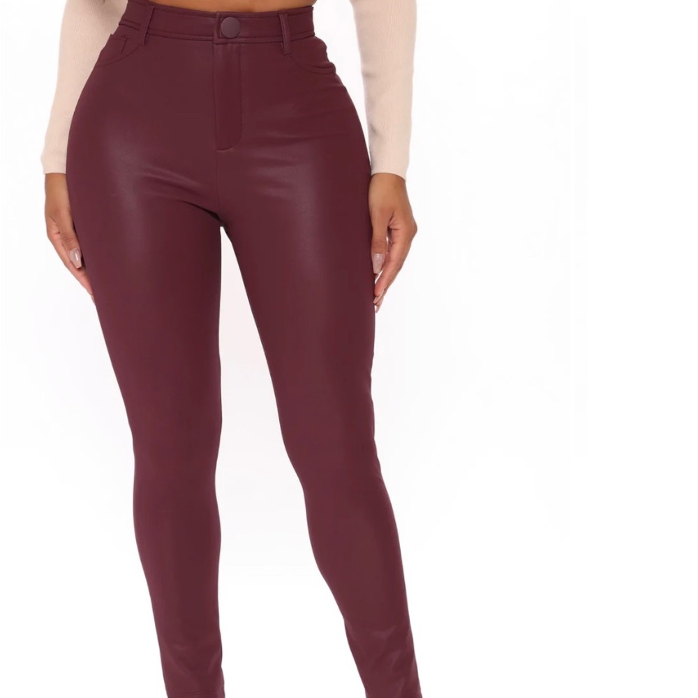fashion nova night of memories faux suede pants burgundy NWT size Medium
